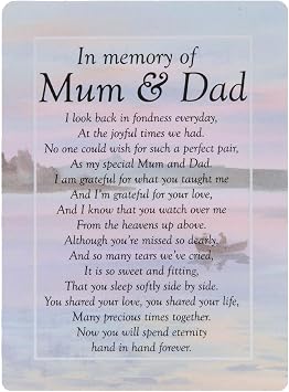 In memory of Mum and Dad Waterproof Graveside Memorial Card   TY211