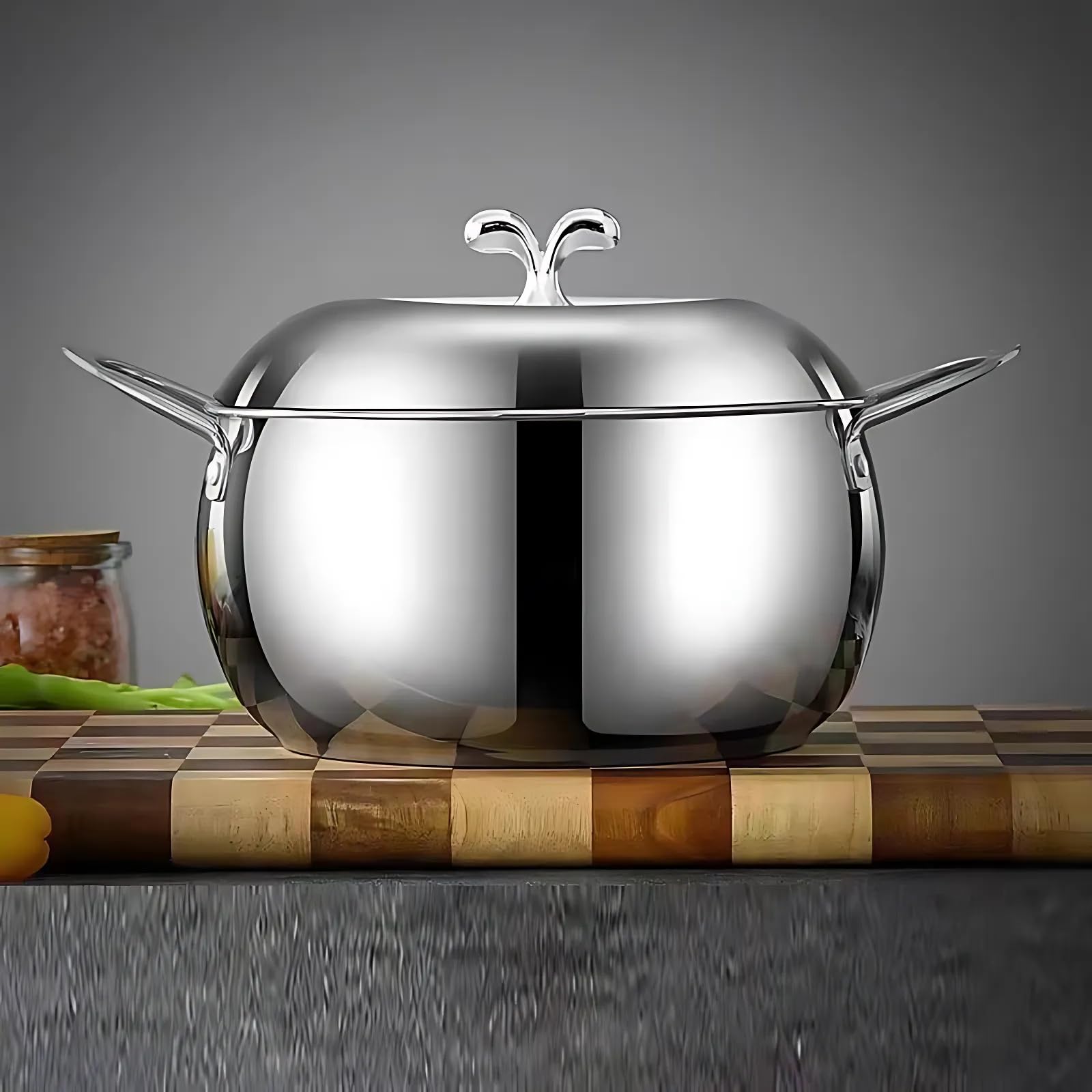 Boxonly 24cm(9.5") Stainless Steel Stock Pot with Steel Lid, Silver, 4 Litres