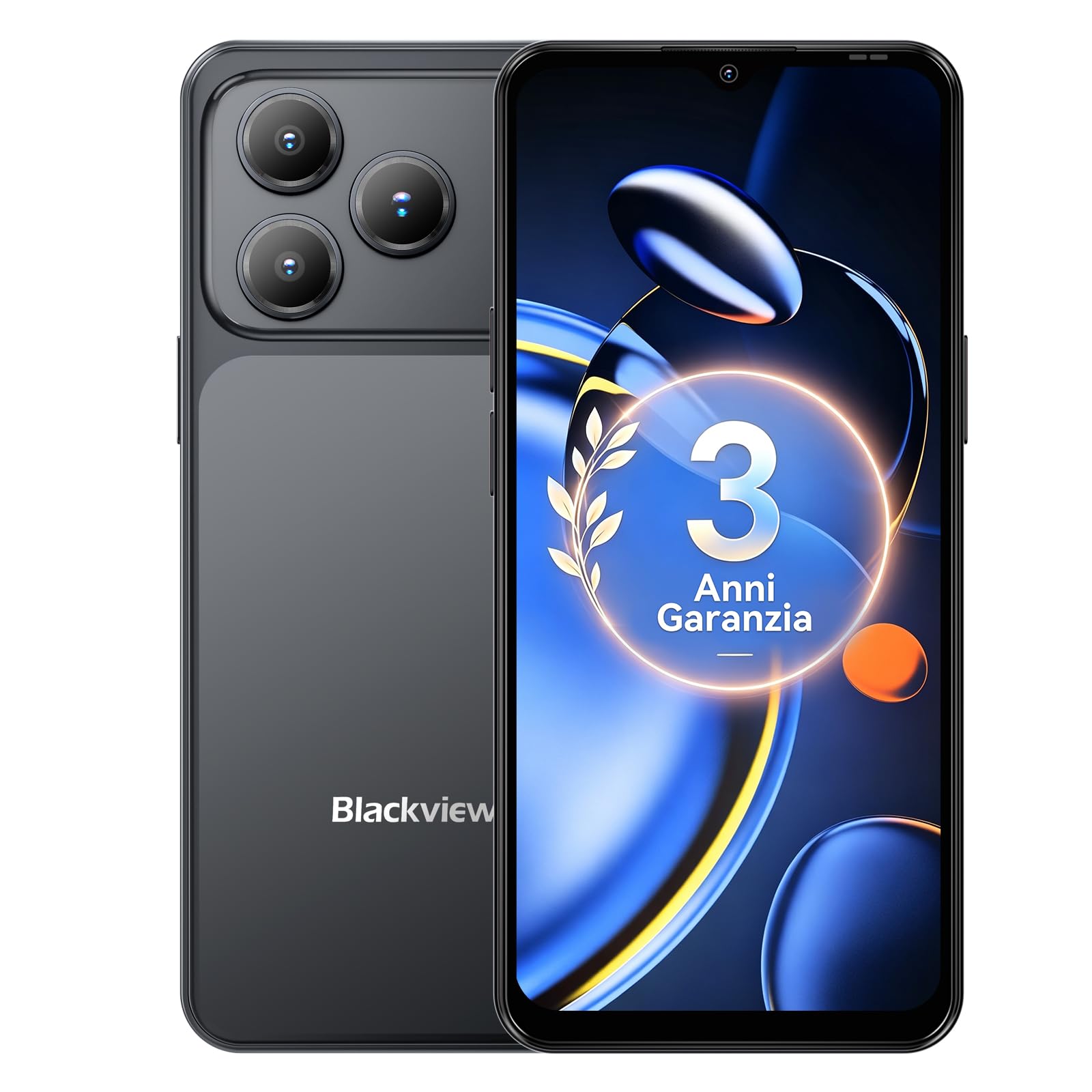 Blackview Smartphone Offerta Android 16, 32MP+13MP 6.56", 16GB+64GB/2TB TF Cellulari, Telefono Cellulare Offerta Dual 4G, 5000mAh/3.5mm/IP54/FM/WiFi/Face ID/3 Slot Per Carte,3 Anni Garanzia