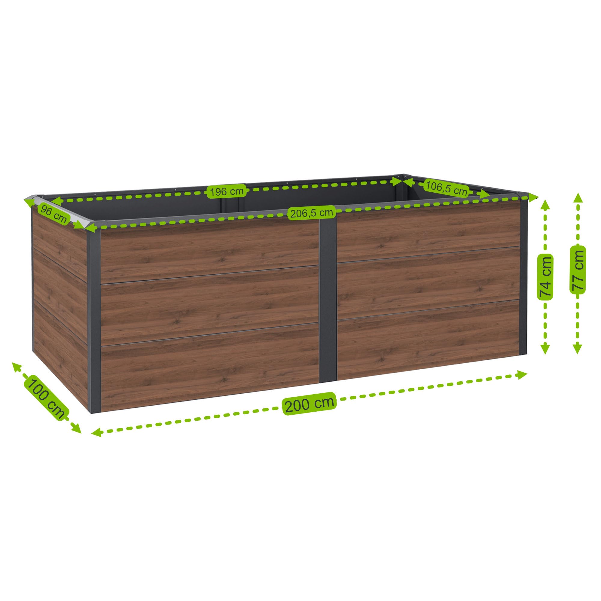 HORI WPC Hochbeet 110x70x75cm - Pflanzkasten In Anthrazit Mit Holzoptik
