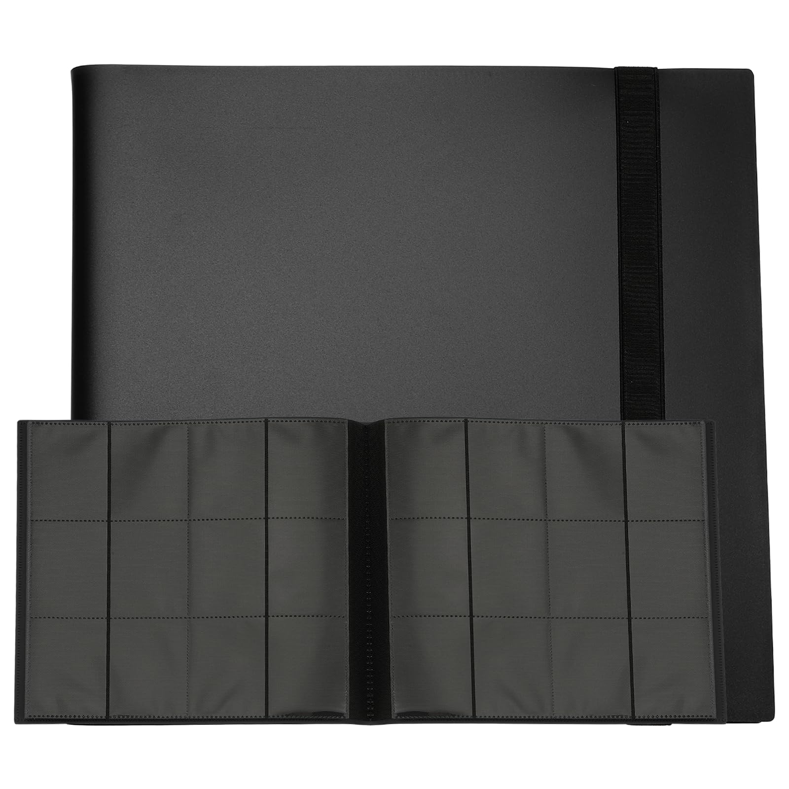 QUARKZMAN 12 Tasche Raccoglitore Carte Da Gioco, Copertina PU Album Carte Da Collezione 480 Tasche Caricamento Laterale Raccoglitore Cartella Per TCG, Da Gioco, Sportive(Nero)