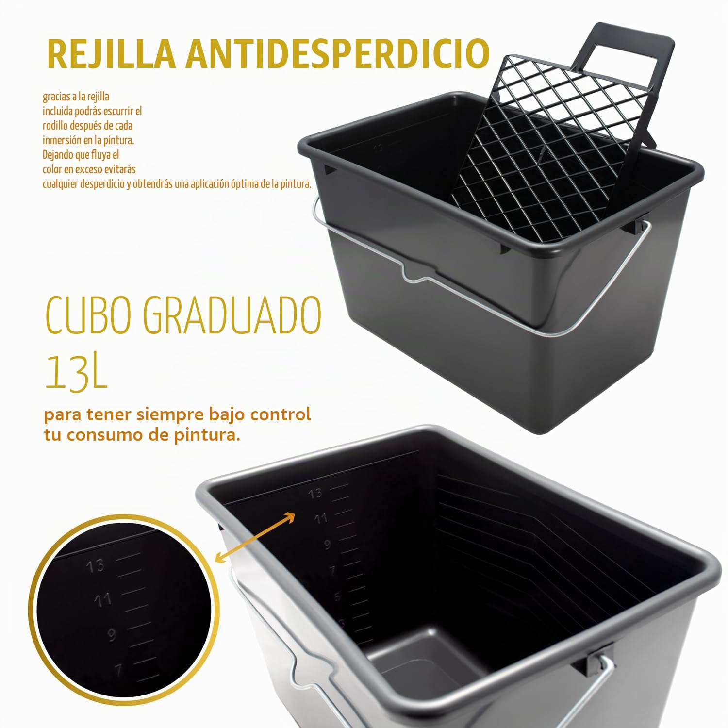 PENNELLIFICIO 2000 | Kit de 2 Rodillos con Bandeja y Retina para escurrir la Pintura, Cinta para enmascarar y Lona Protectora, Juego de Pintura, Pintura al Agua, Paredes Lisas, Cubo de 14 L - Made in