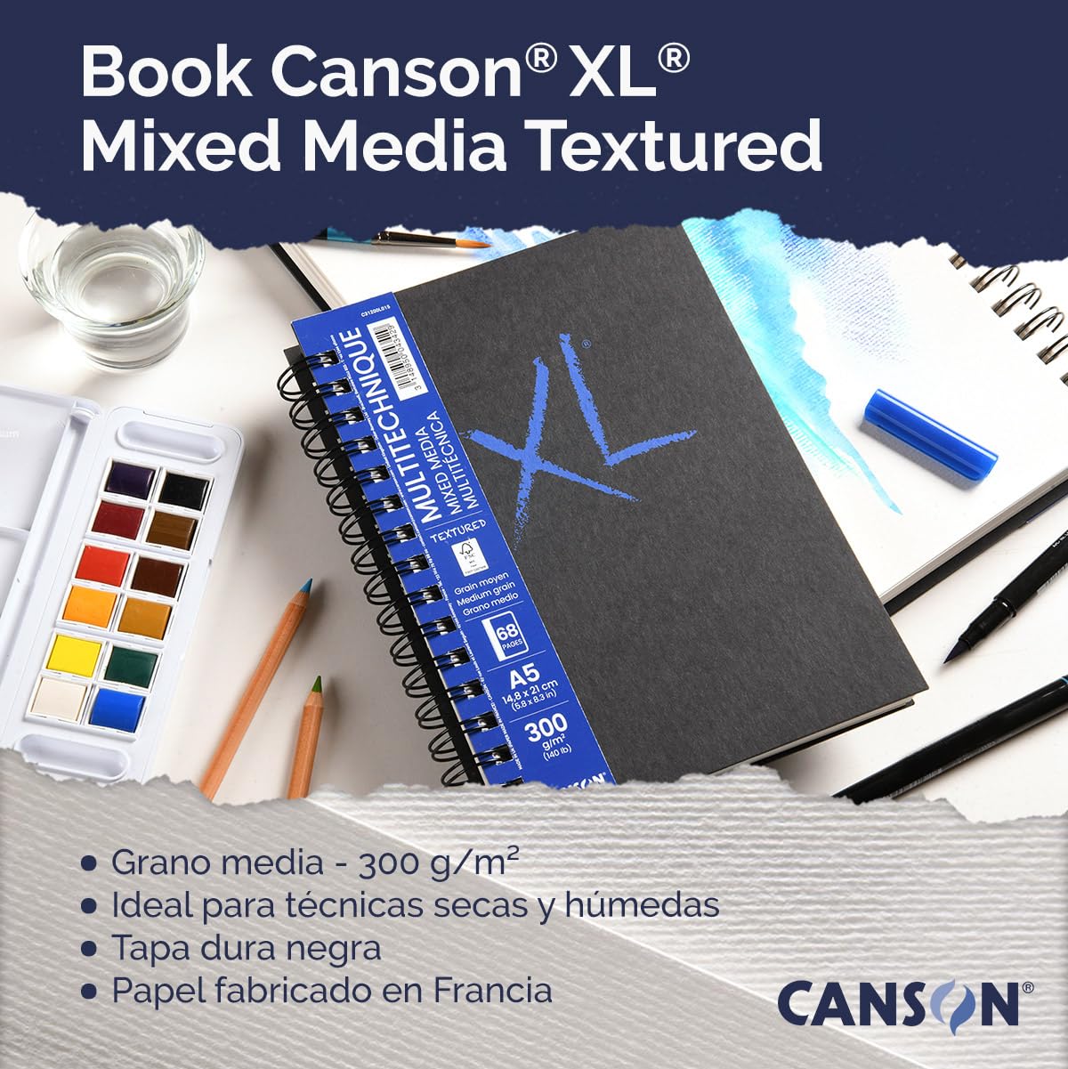 Cuaderno Talens Mixed Media A4 - 50 Hojas De 160 G/m² - Ideal Para Acuarela, Tinta Y Técnicas Mixtas