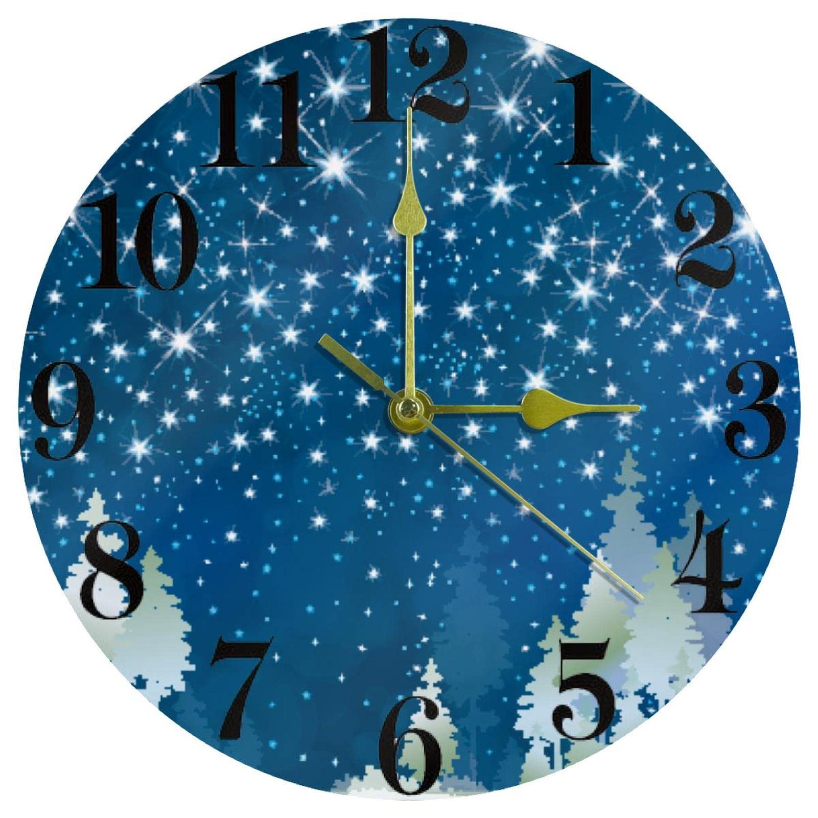 Horloge murale ronde ciel étoilé à piles avec mécanisme quartz 25,4 cm