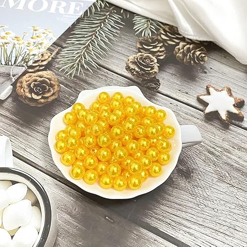 Miniatura 2 de 200 cuentas de perlas de 0.394 pulgadas (0.394 in) de satén redondas sueltas de plástico para hacer joyas, aretes, pulseras, collares, llaveros,