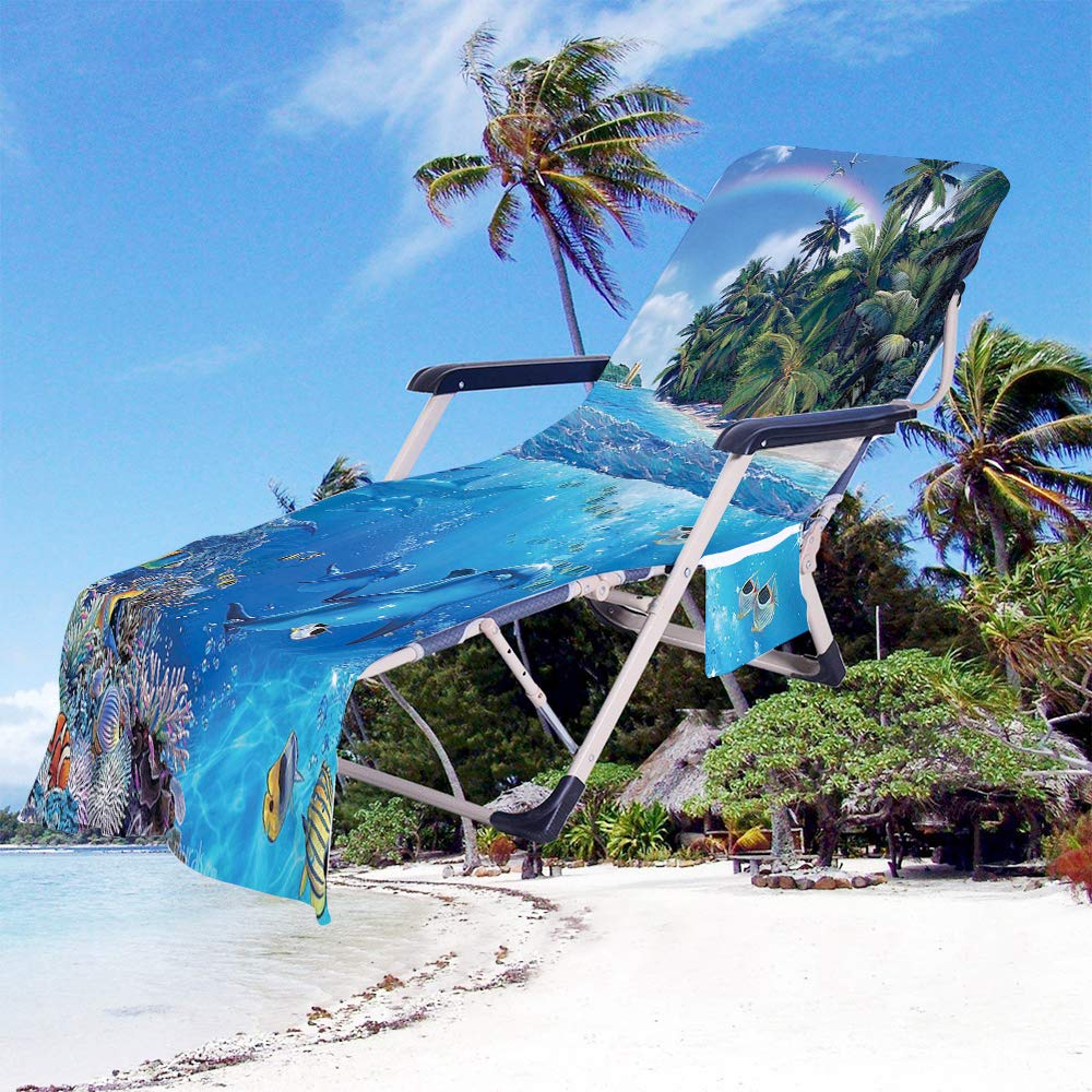 FANSU Chaise Longue Housses Serviette De Plage, Serviette Poids Léger Microfibre Portable Beach Mat Pour Vacances Housse Piscine De Chaise Longue De Jardin (Cocotier,75x210cm