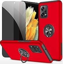 Privacy Case for Redmi Note 12 Pro 5G Case Cover with Anti-Spy Tempered Glass with Ring Holder Shock Resistant Scratch Resistant PC Silicone Heavy Duty - Red
