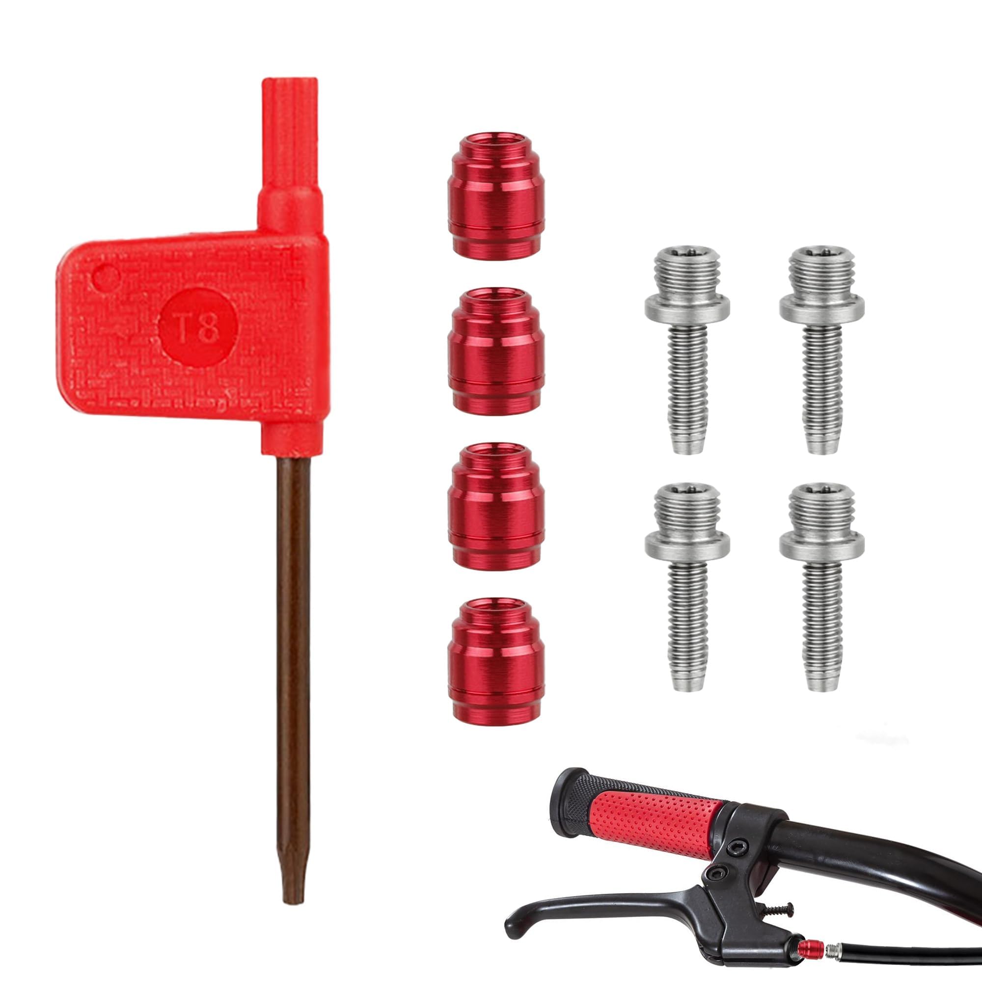 Noenaeni 4Sets Bike Oil Olive Insert, Disc Brake Connecting Insert Kit for Avid Sram, Hydraulic Disc Brake Hose Fitting Tool with T8 Spanner Stealth-A-Majig Quick Install for Bicycle Brake Lines
