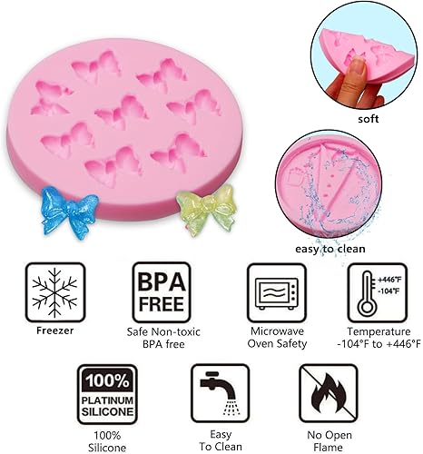 Miniatura 3 de Moldes de silicona para esmoquin para hombre, 3 paquetes de marcos de lazo, moldes de fondant para dulces 16 bodas, cumpleaños, cupcakes, fresas,