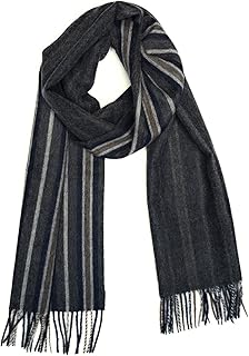 Regent Stripe Scarf - 100% Baby Alpaca Wool - Unisex (Navy/Brown/Charcoal)