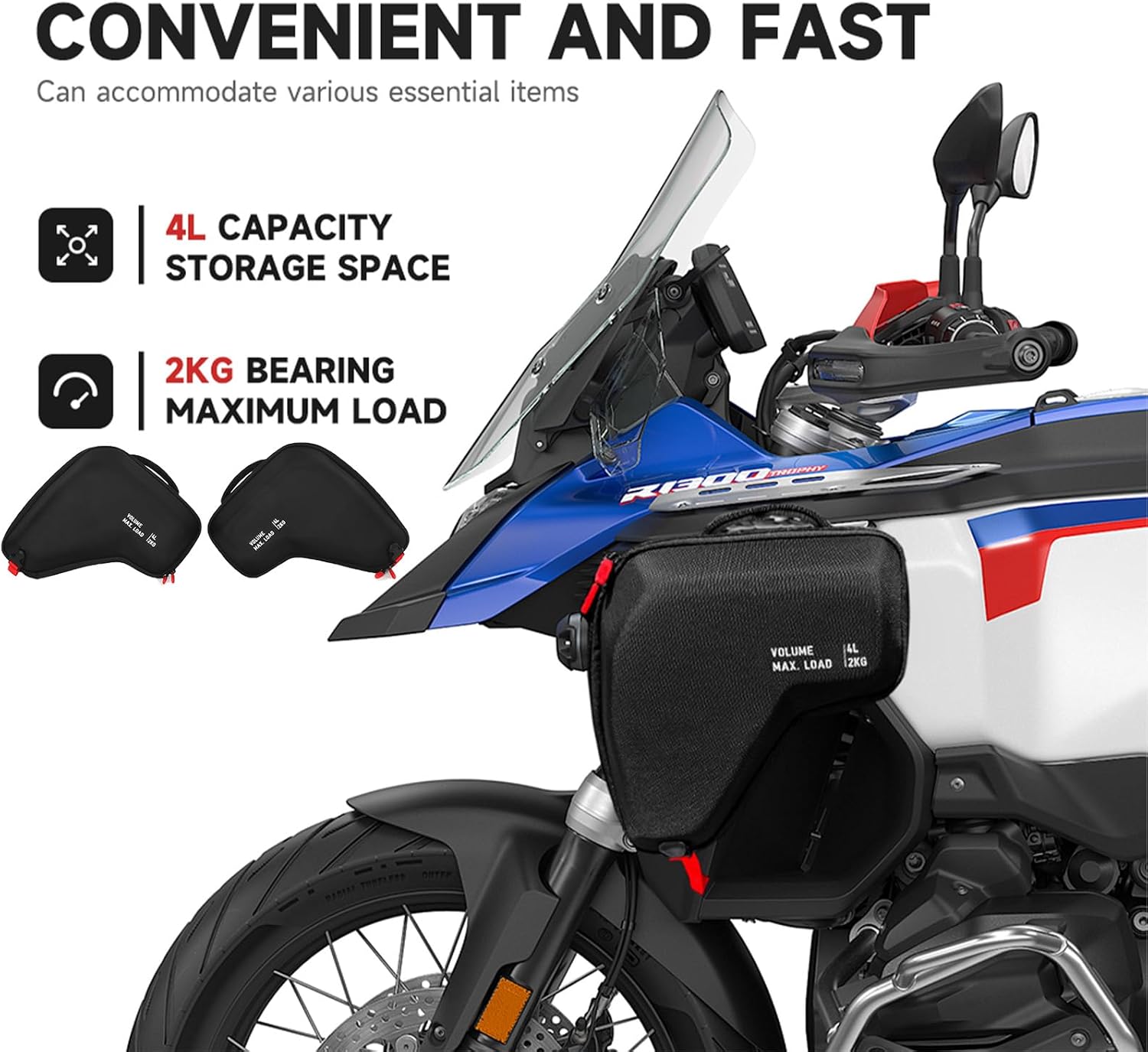 NEW for R1300GS Motorcycle Radiator Cowl Bag Side Storage Bags Fits for BMW R 1300 GS Trophy Adventure 2024-2025 Motorcycle Accessories 4L Capacity Tool Package