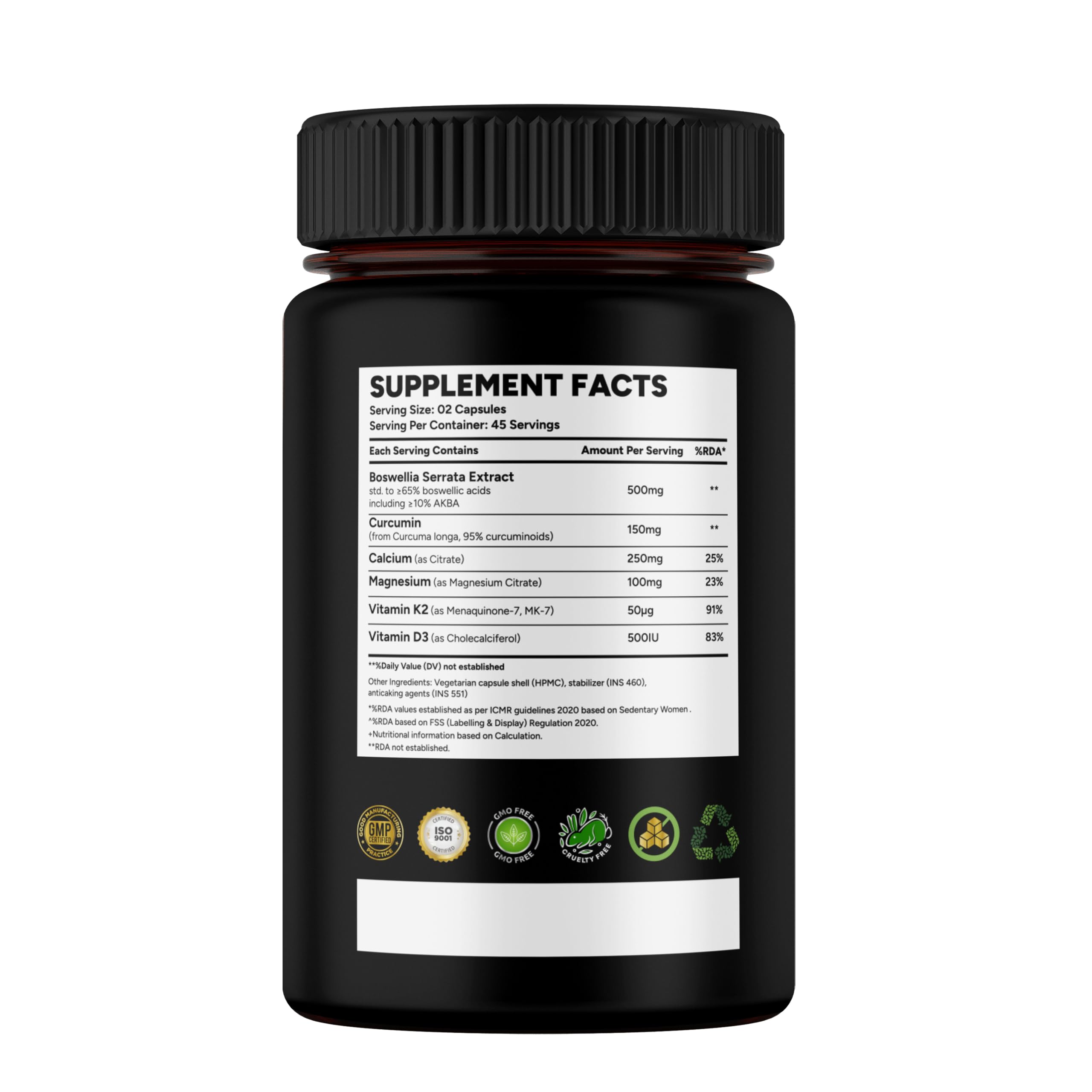 Boswellia Serrata 1000mg Supplement with 70% AKBA, Curcumin 95%, Calcium, Magnesium, Vitamin D3 & K2 | Joint Comfort, Mobility & Bone Health Support | 90 Veg Capsules UJANA Boswellia Serrata with Curcumin 1000 mg, Calcium, Magnesium, Vitamin K2 & D3 | Joint Mobility & Bone Health Support | 90 Vegetarian Capsules — Amazon image 3
