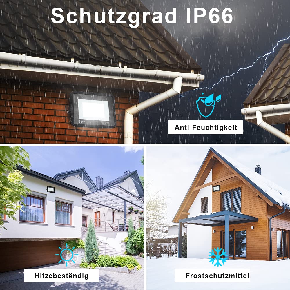 10er 100W LED Strahler Außen, LED Fluter 6000K Kaltweiß 8500LM LED Scheiwerfer IP66 Wasserdicht LED Flutlicht Außenstrahler Außenleuchte für Werkstatt Garage Garten