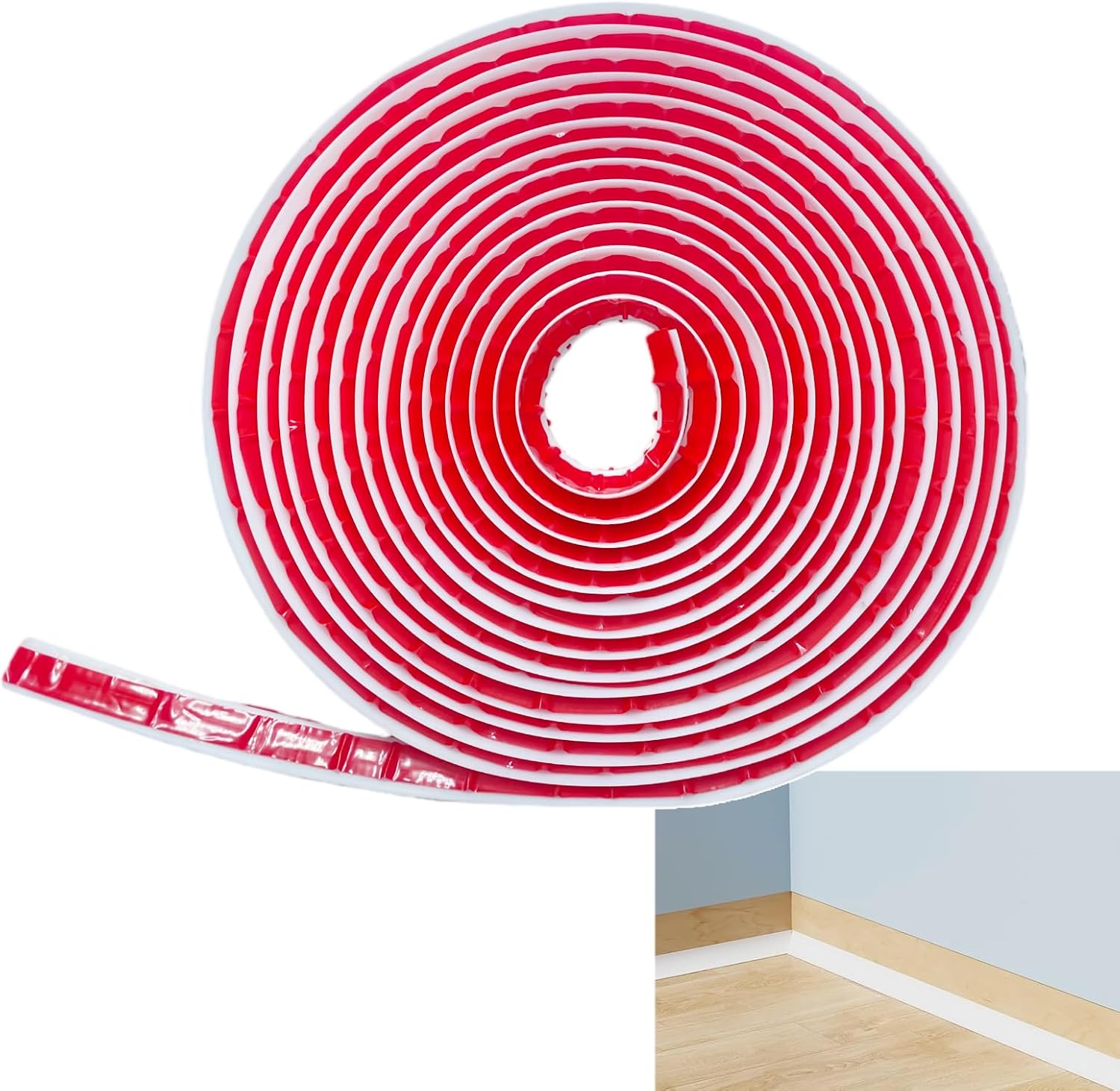 236 Inch Flexible Quarter Round Shoe Molding, Peel and Stick Waterproof Silicone Trim for Bathroom Floor, Corner, Baseboard, Staircase and Cabinet Edge Cover