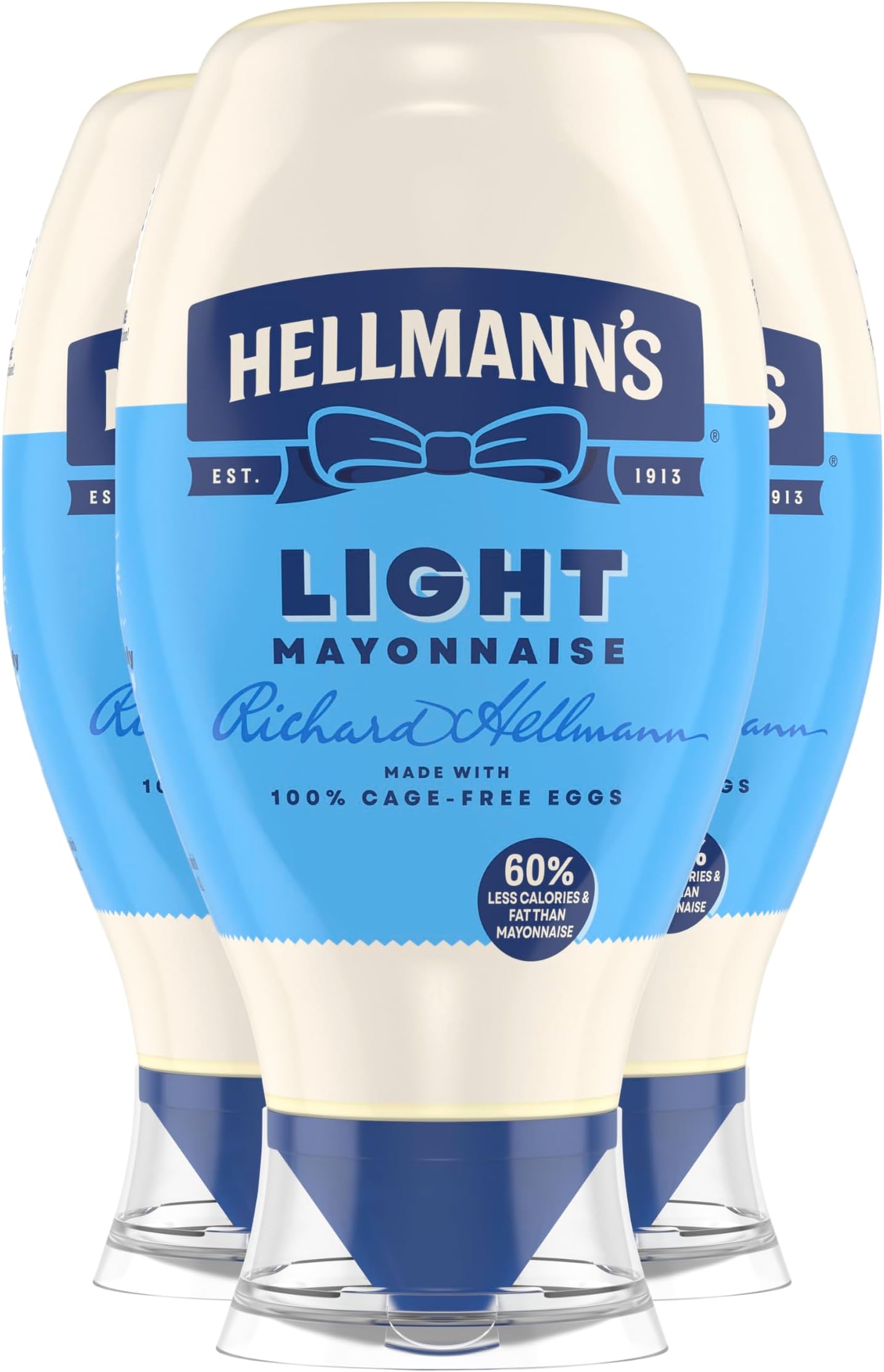 Light Mayonnaise Light Mayo Squeeze Bottle Pack of 3 For a Creamy Condiment for Sandwiches and Simple Meals Made With 100% Cage-Free Eggs 20 oz