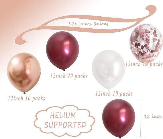 Happy Birthday Balloons for Women - Birthday Decorations Kit Rose Gold Burgundy Foil Balloon Letter Banner Party Decor Supplies