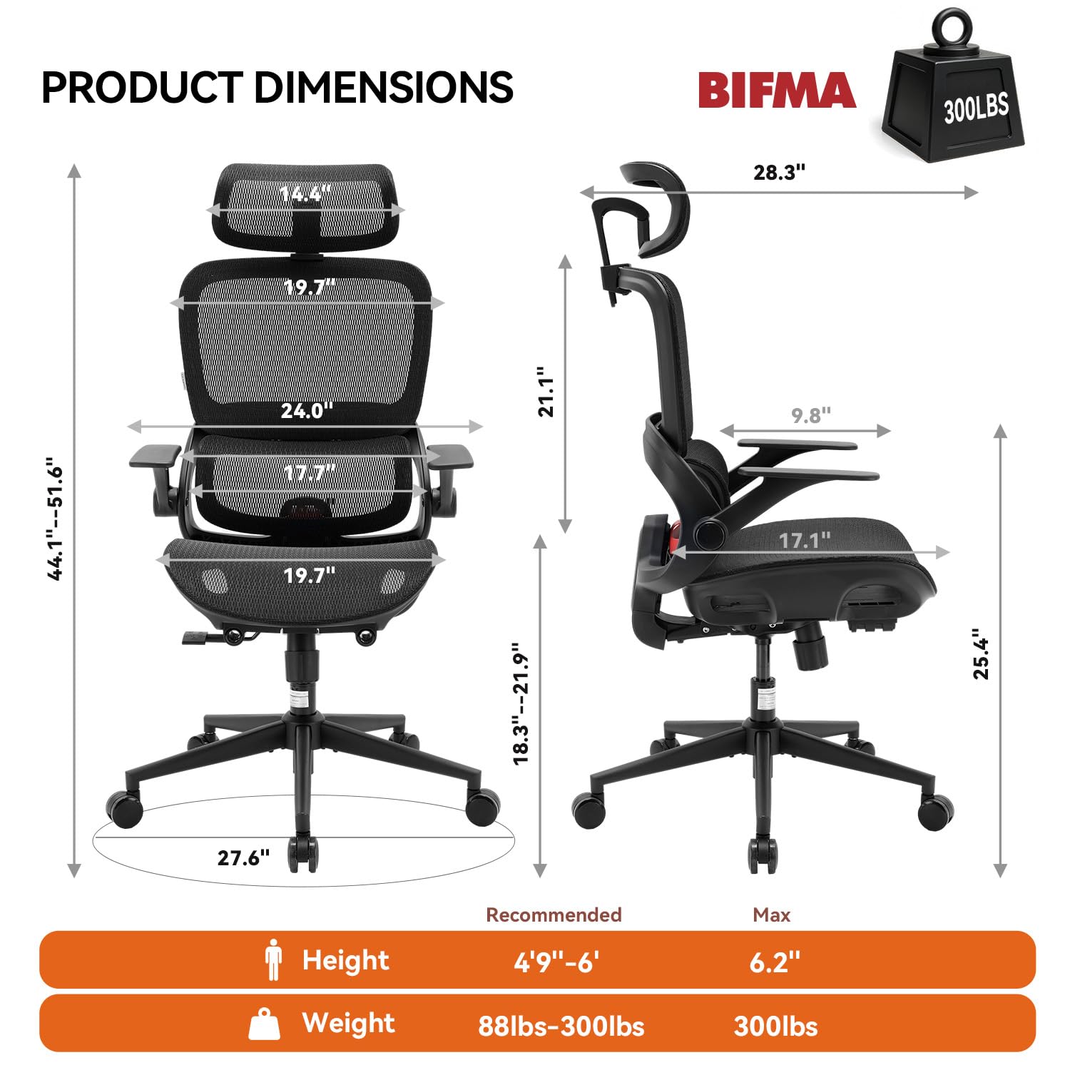 SIHOO B100 Mesh Office Chair, Comfy Ergonomic Office Chair view 2