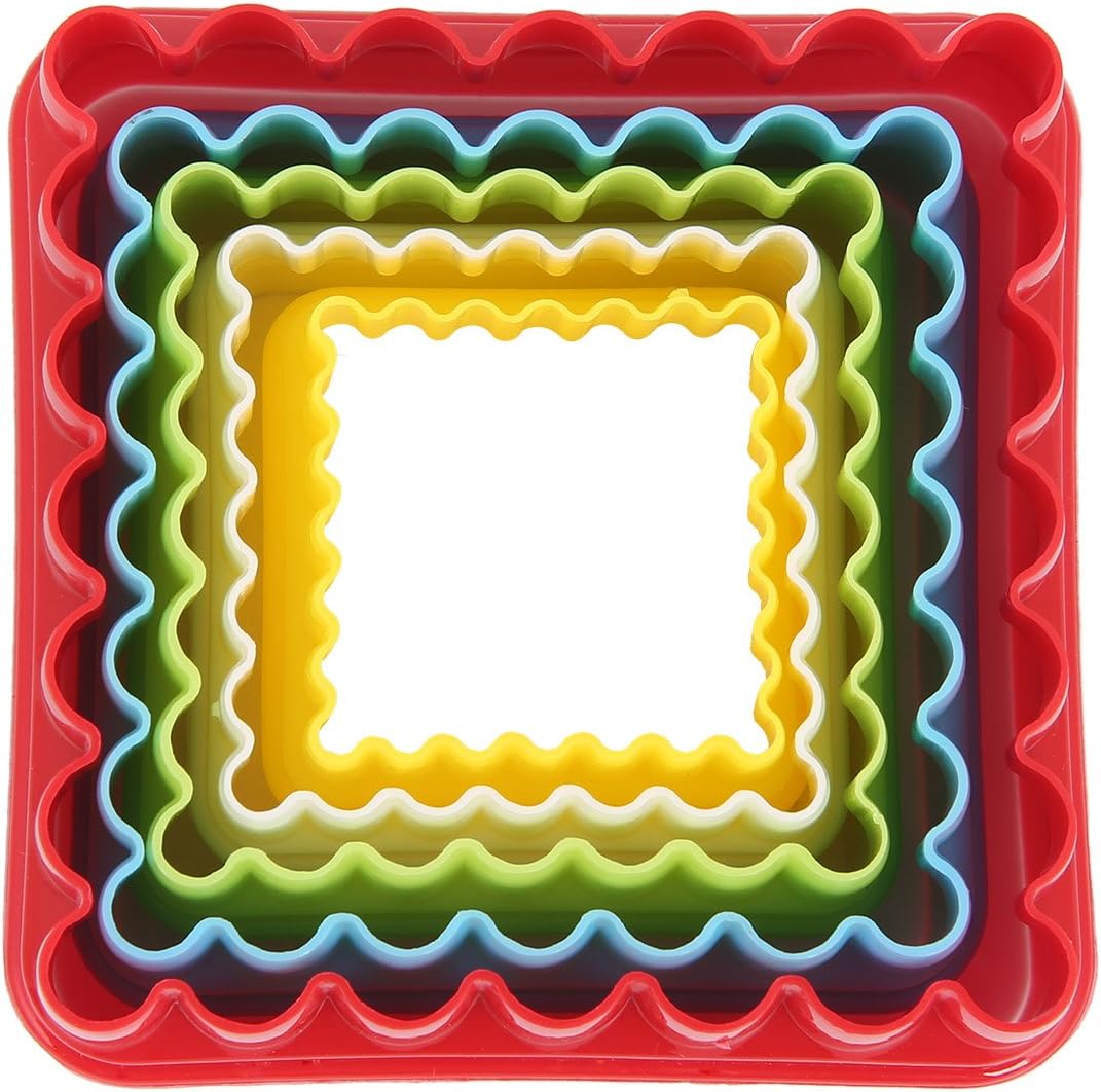Crazy Egg Plastic Two Sided Square Cookie Cutter and Biscuit Cutter Set (5 Pc)