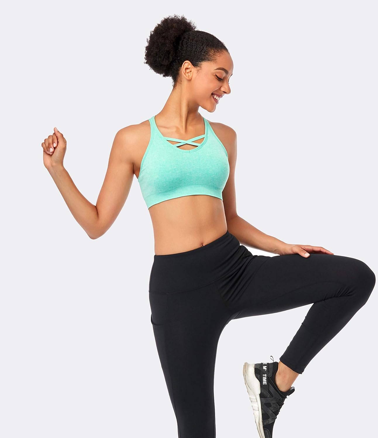 ANGOOL Strappy Sports Bras for Women - Medium Support Wirefree Yoga Bra Activewear - Image 6