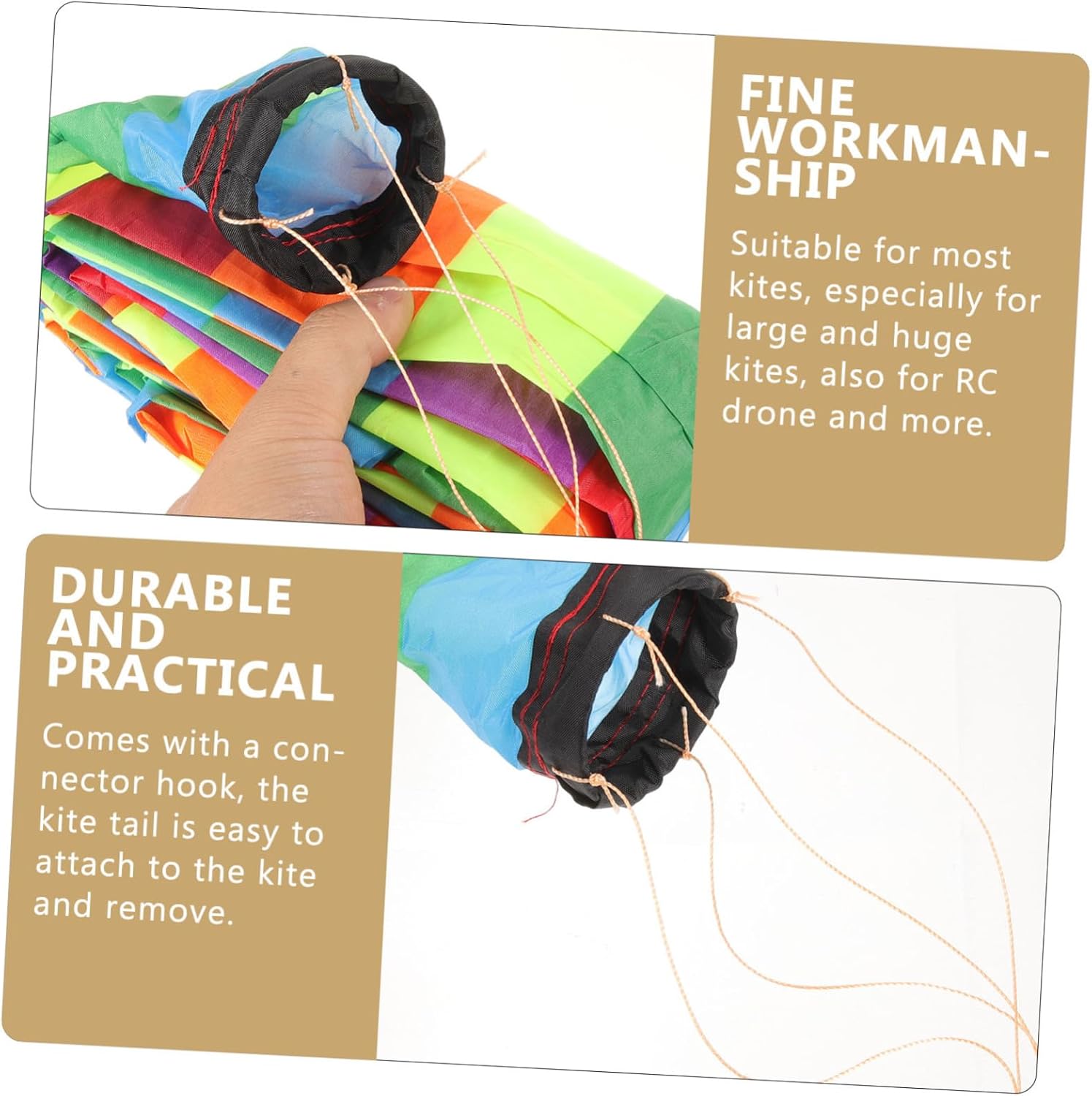 ibasenice 5pcs Colorful Rainbow Kite Tail Accessories Streamer Easy to Attach Flexible Cloth Material for Outdoor Kite Flying and Decoration