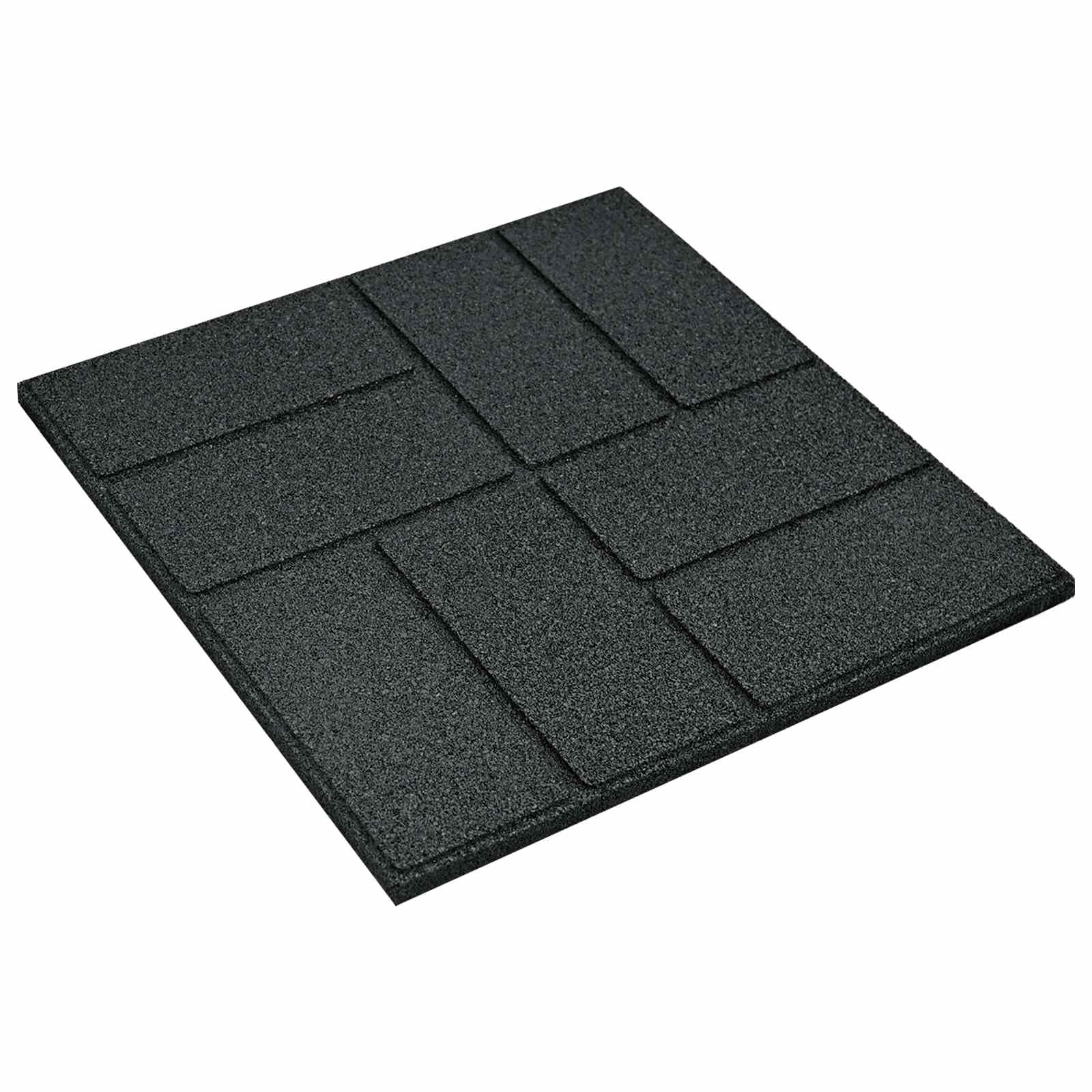 6 piedras de goma negra de 40,5 x 40,5 x 2 cm cuadradas con superficie antideslizante para senderos de jardín, borde de arriates, terrazas y exteriores
