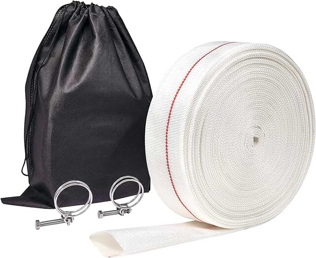 AGHITG 1-1/2" ID x 60 FT Lightweight Backwash Hose , Discharge Fire Hose Reinforced Pool Drain Hose, Lay Flat Sump Pump Ho...