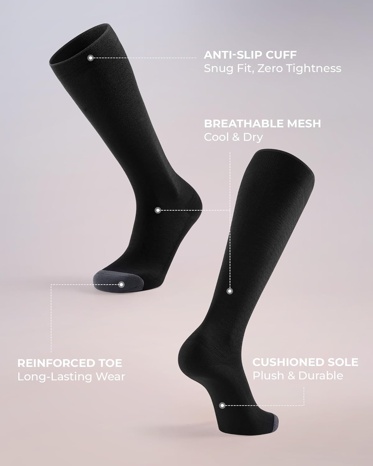 FITRELL 4 Pairs Compression Socks for Women & Men, 15-20mmHg Circulation Support for Athletic Travel Daily Wear - Image 5