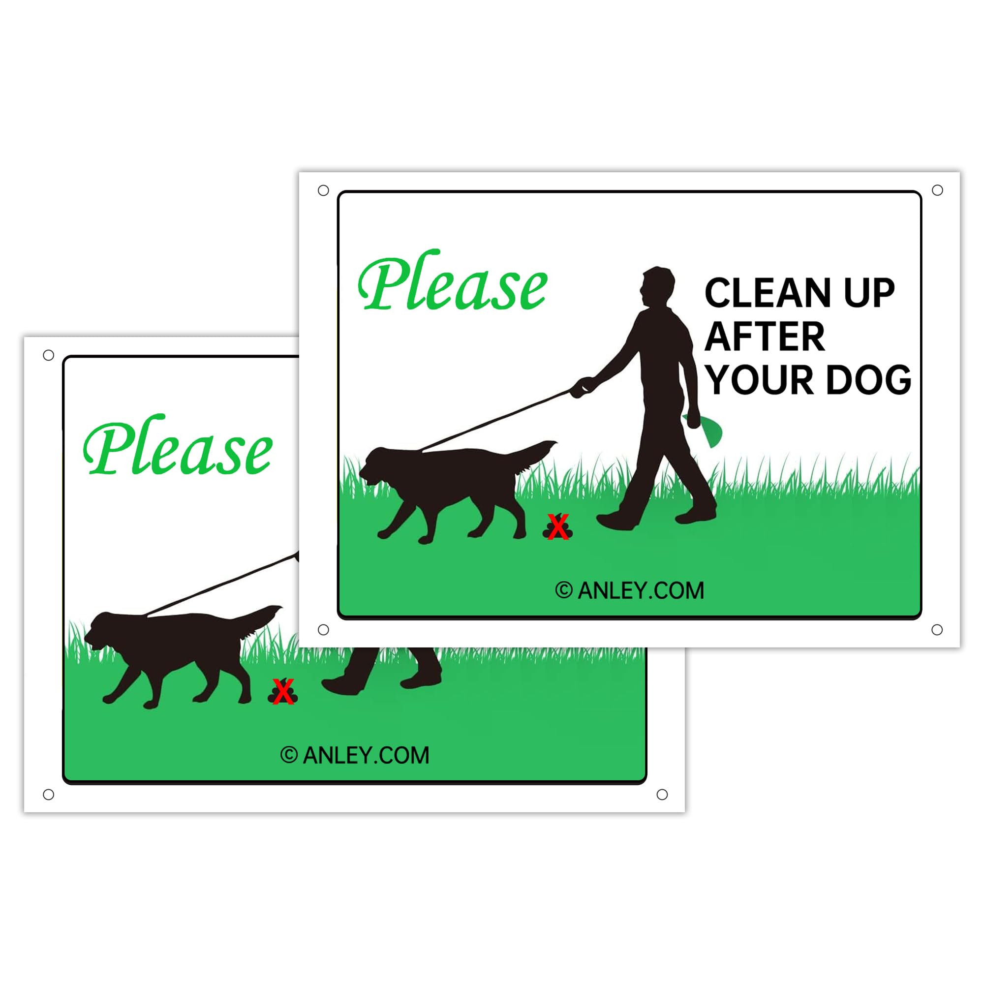 Please Clean Up After Your Dog Yard Sign 10x 7 Inches Aluminum Metal Signs Tough,Durable and Rust-proof Weaterproof for Outdoor(2pack)