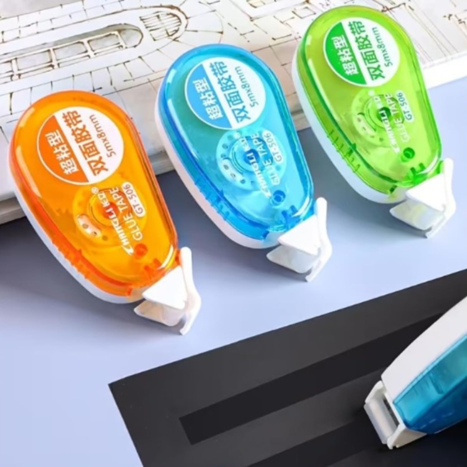 Double Sided Glue Tape Roller, Thin Adhesive Scrapbooking Glue, Double Sided Tape for Crafts Work and Arts Projects, Photo Adhesive for Projects Korean Stationery Supplies (8mm x 5mt) (1)-image-7