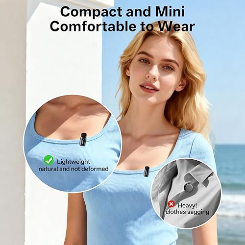 Miniatura 4 de Mini micrófono inalámbrico Lavalier para iPhone, iPad, Android, reducción de ruido y silencio, funda de carga de 33 horas, cambiador de voz AI,