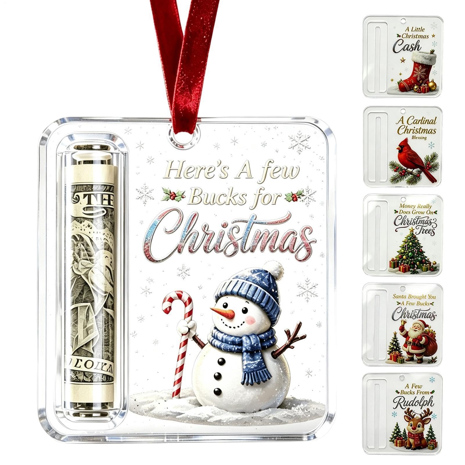 Christmas Money Ornaments 6 Piece Acrylic Funny Creative Tree Decor