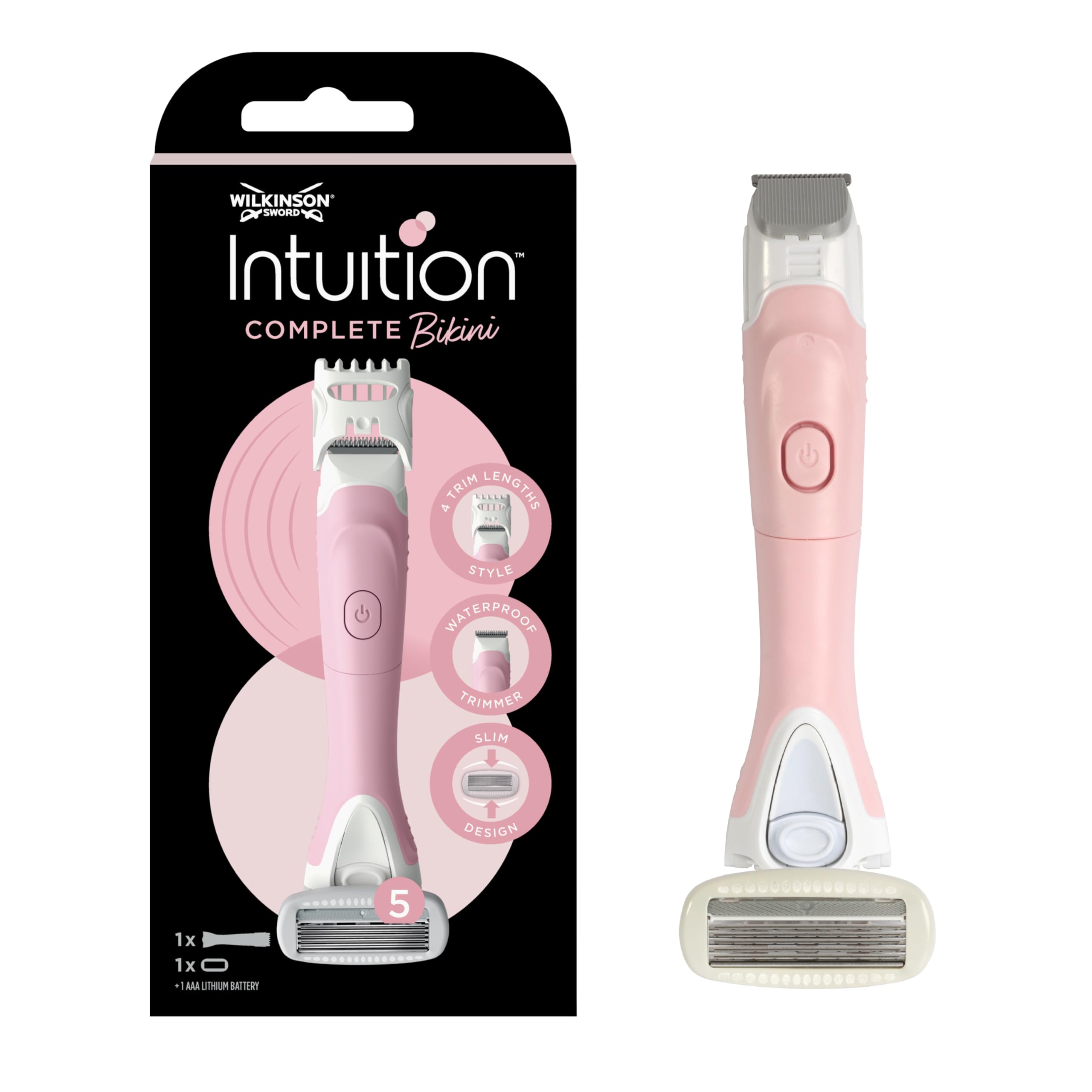 WILKINSON SWORD Intuition Complete Bikini For Women | Trimmer and Razor | With 5 Blade Razor