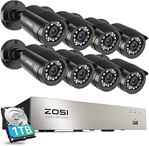 ZOSI 3K Lite 8CH Security Camera System Outdoor with 1TB Hard Drive,AI Human/Vehicle Detection,H.265+ 5MP Lite Video DVR Recorder,8 PCS Weatherproof Wired CCTV Cameras, No ISED Povided asin的图片