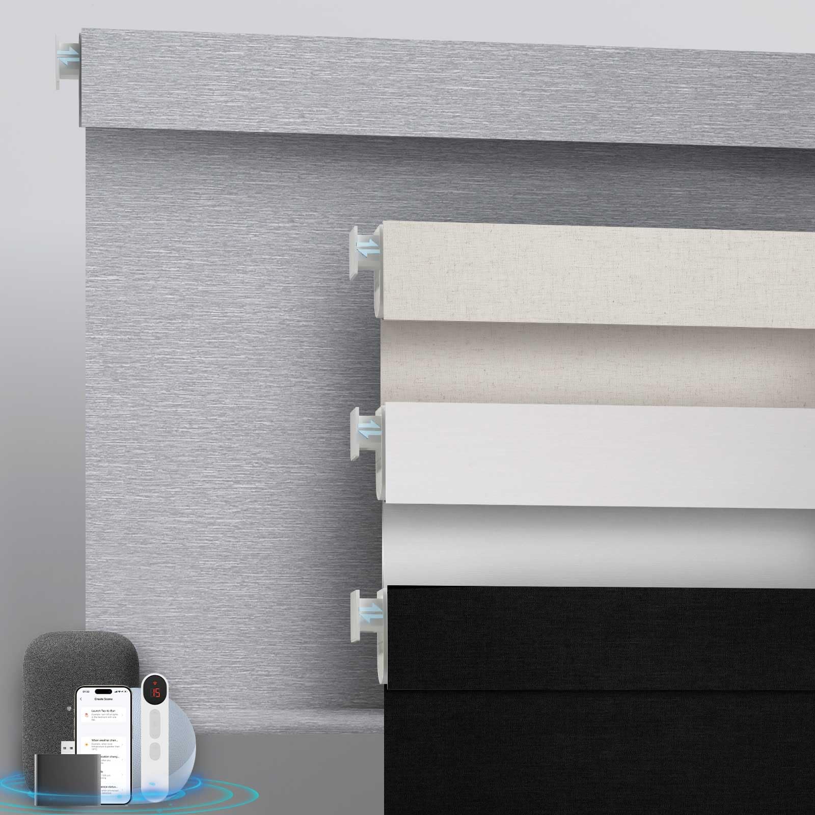 No-Drill Motorized Blackout Blinds with Remote, Custom Size