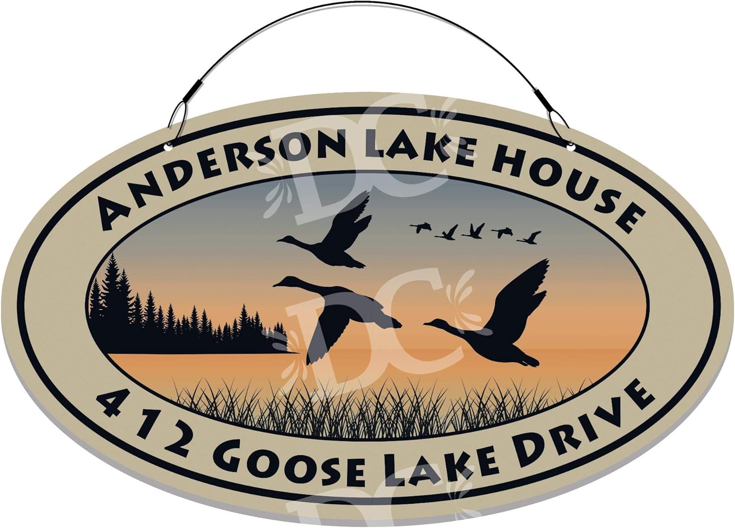 Geese in Flight Themed Home Address Large Size Welcome Sign