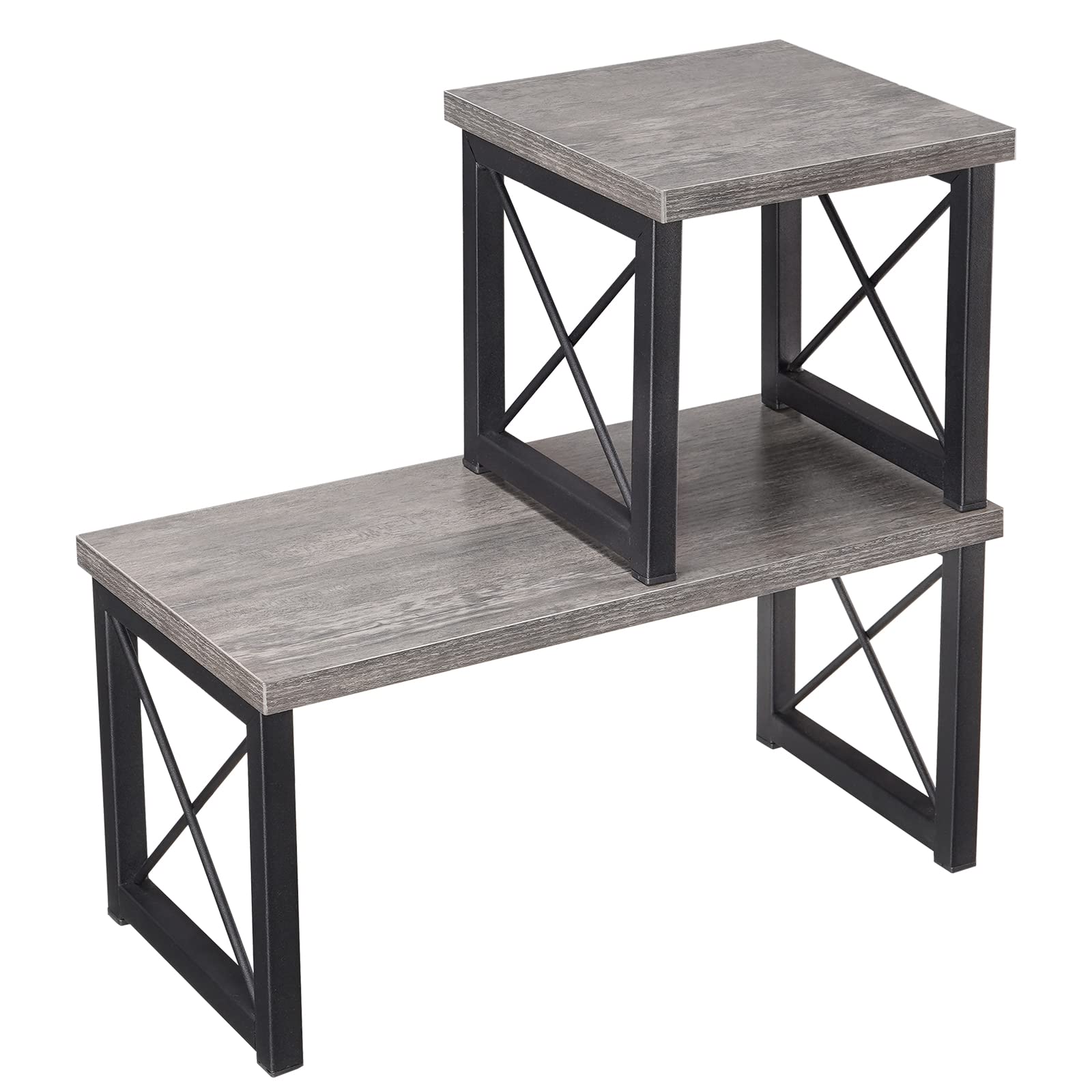 Honiter Wood Desktop Shelf, Adjustable Desktop Storage Organizer Display Shelf Rack, Kitchen Counter Organizer, 2 Tier Independent Stackable Desk Stand, Freestanding Small Bookshelf Desk Supplies Organizers