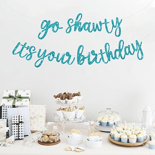 Miniatura 107 de BEISHIDA Cartel Purple Go Shawty It's Your Birthday - No DIY - Cartel de feliz cumpleaños con purpurina con temática de hip hop, pre-encordado