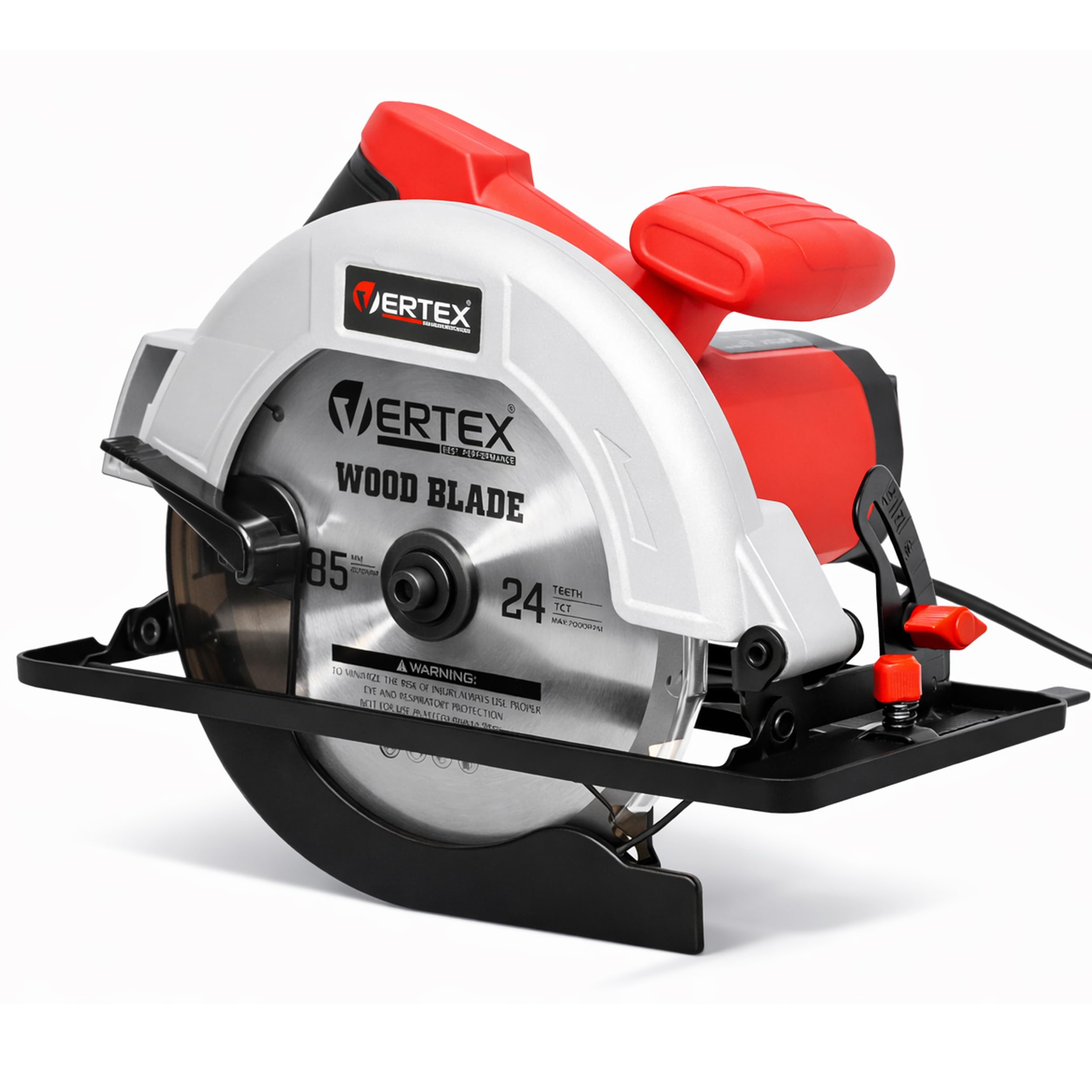 VERTEX Pilarka Tarczowa do Drewna, Płyt OSB, Ręczna, 1200W, Tarcza 185mm i Prowadnica w Zestawie, Cięcie 45° i 90°