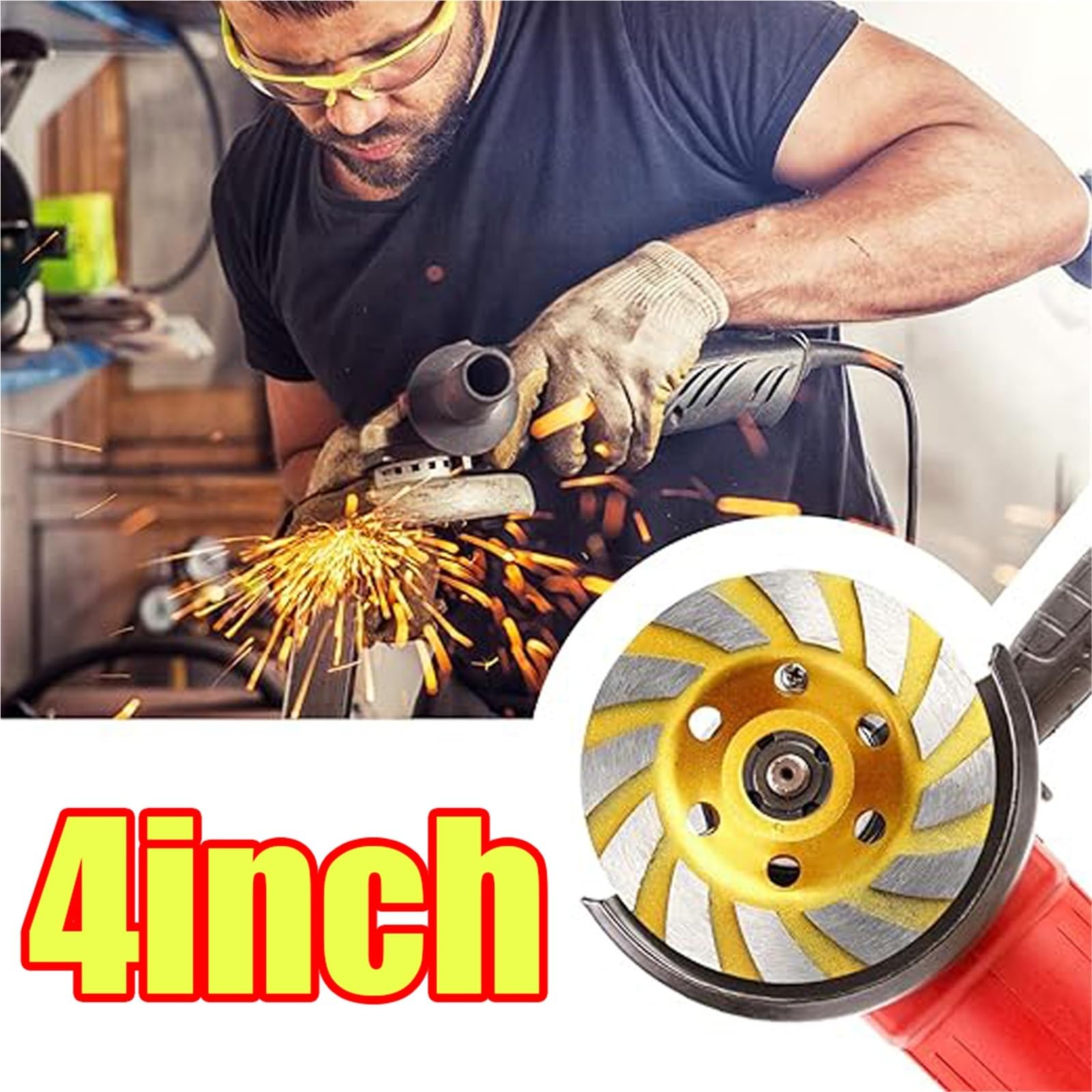 Rettifica Diamantata For Calcestruzzo Da 1-8 Pezzi Da 4 Pollici | Mola A Tazza Diamantata A Disco Mola Da Taglio Abrasiva Turbo For Ceramica In Pietra Di Granito(3Pcs)