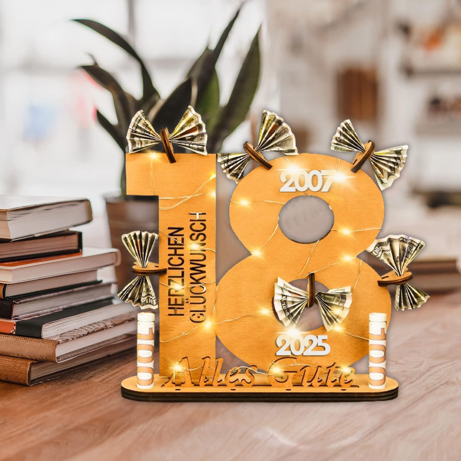 JIZZU 18. Geburtstag Geldgeschenk Mit LED-Lichterkette – Personalisierbar & Dekorativ