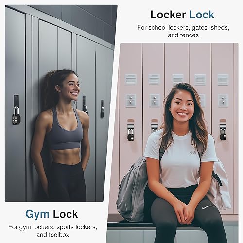 Miniatura 7 de Puroma - Candado con combinación de 4 dígitos resistente al agua, seguro para exteriores, ideal para taquillas de gimnasio, cajas de herramientas,