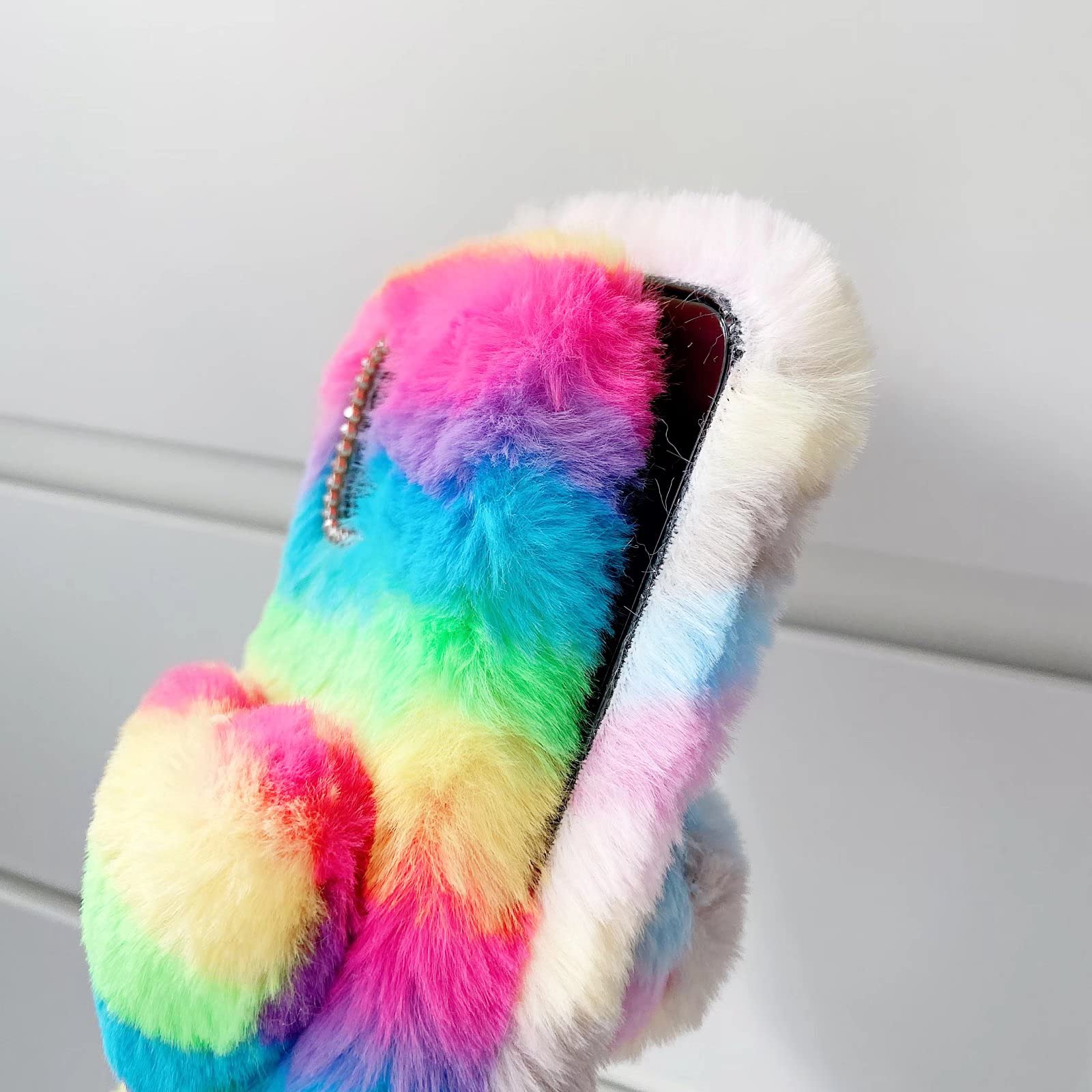 Miagon Colorato Pelosa Peluche Custodia per iPhone 11,Carina