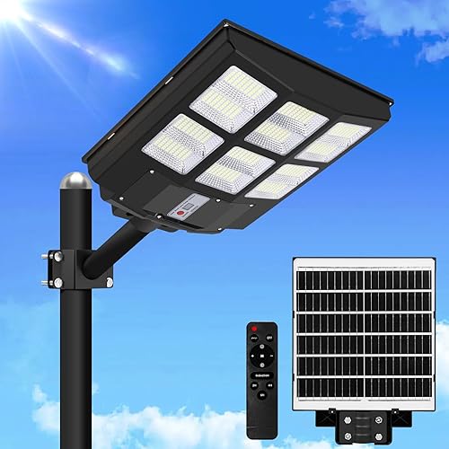 Miniatura 10 de Luz de Calle Solar de 8000W 6500K 800000LM – Luz de Calle Solar Automática de Encendido/Apagado del Anochecer al Amanecer, Resistente al Agua IP65,