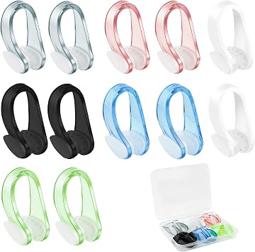 12 Pcs Swimming Nose Clips, Nose Plugs for Swimming Waterproof Soft Silicone, Non-Slip Snug Fit for Kids 7& Adults, Bright Colors for Pool Surfing Beginner