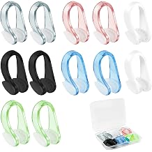 12 Pcs Swimming Nose Clips, Nose Plugs for Swimming Waterproof Soft Silicone, Non-Slip Snug Fit for Kids 7& Adults, Bright Colors for Pool Surfing Beginner