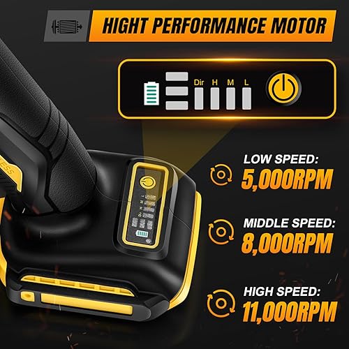 Miniatura 3 de Amoladora angular inalámbrica compatible con batería DeWalt de 20 V (solo herramienta), amoladora sin escobillas de 4-1/2 pulgadas con 3 velocidades