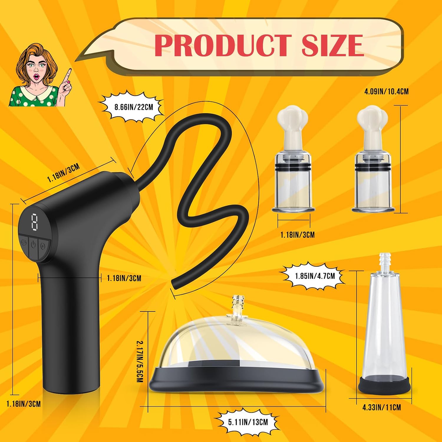 Electric Pussy Pump Nipple Suckers Sex Toy Kit, BDSM Toys Automatic Clitoral Pump Vagina Pumps with 9 Suction Modes, Female Sex Toys Clit Sucker Sexual Pleasure Tools for Women Couples 4 Cups Included