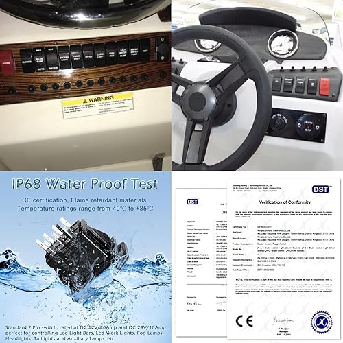 Vista 79 de Interruptor basculante de 3 pines con texto "luces NAV", negro con lente azul. Contura III, se adapta a Car-ling, Cole Hersee, Blue seas,Contura III