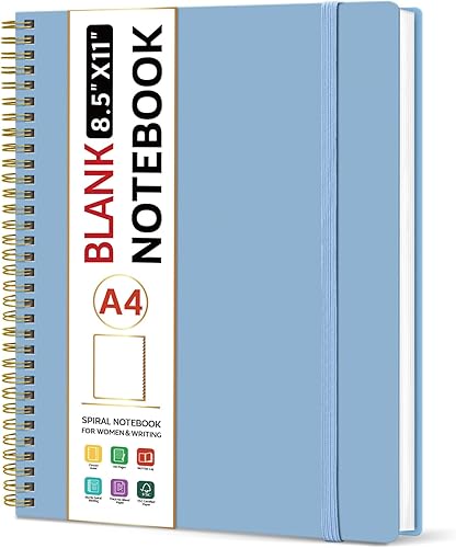 Vista 8 de Taja Cuaderno de puntos en espiral, cuadernos de 8.5 x 11 pulgadas para trabajo, diario grande A4 para mujeres y hombres, diario punteado, cuaderno
