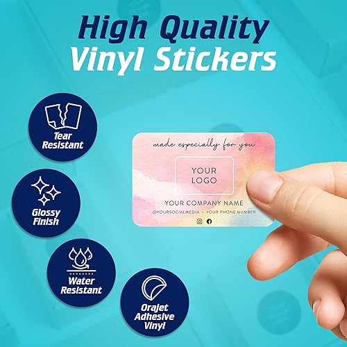 Vista 143 de DayStar Custom Signs & Design, Paquete de 60 calcomanías rectangulares personalizadas de vinilo personalizadas para logotipo de pequeñas empresas